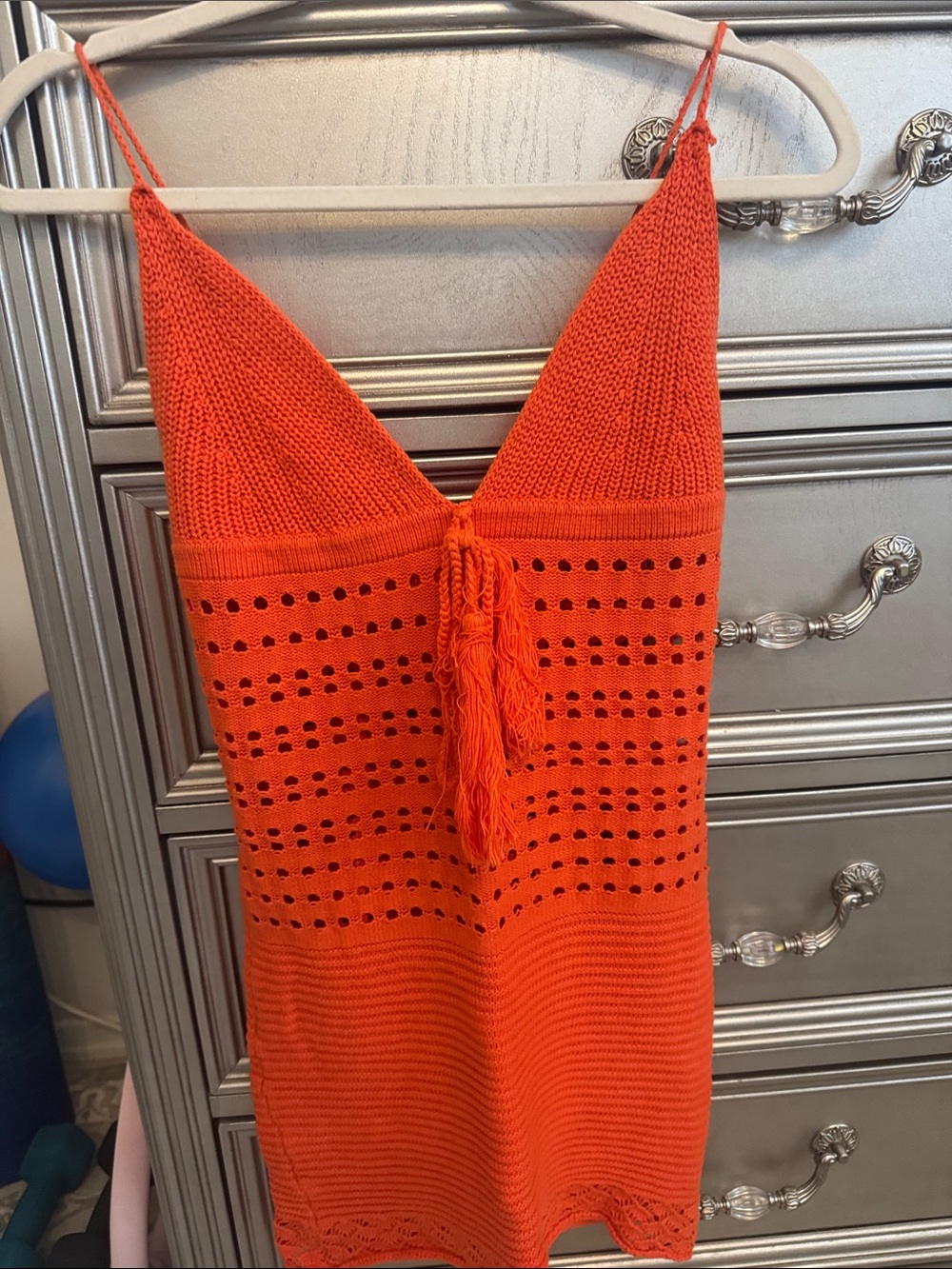 Fashion Nova Orange Knit Spaghetti-Strap Mini Dress